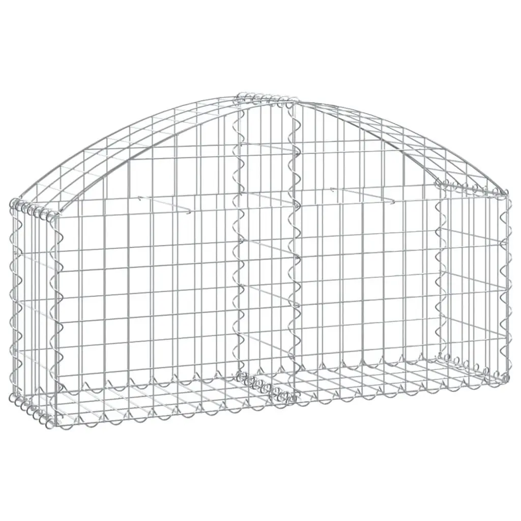 Arched Gabion Binquireet 39.4x11.8x15.7/23.6 Inch Galvanized Iron Low Border Fence