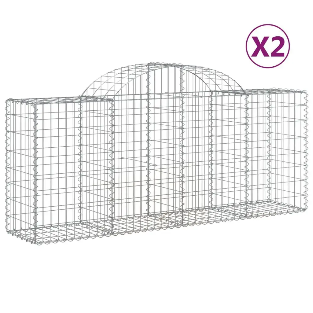 Arched Gabion Binquireets 2 Pack 78.7x19.7x31.5/39.4 Inch Galvanized Iron Garden Fence