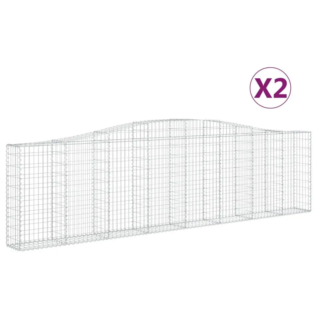 2 Pack XXL Arched Gabion Binquireets 157.5x11.8x39.4/47.2 Inch Galvanized Iron Garden Fence