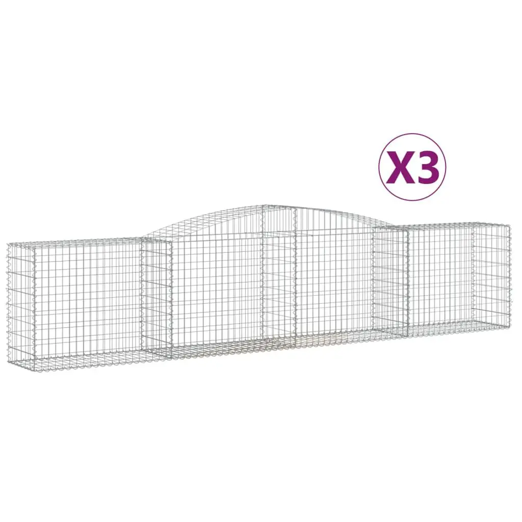 3 Pack XXL Arched Gabion Binquireets 157.5x19.7x31.5/39.4 Inch Galvanized Iron Garden Fence