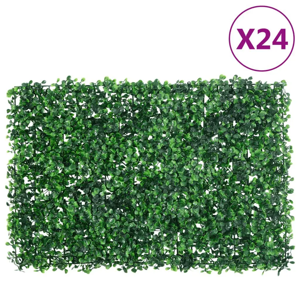 Artificial Shrub Leaf Fence 24 pcs Green 15.7x23.6 Inches Privacy Screen