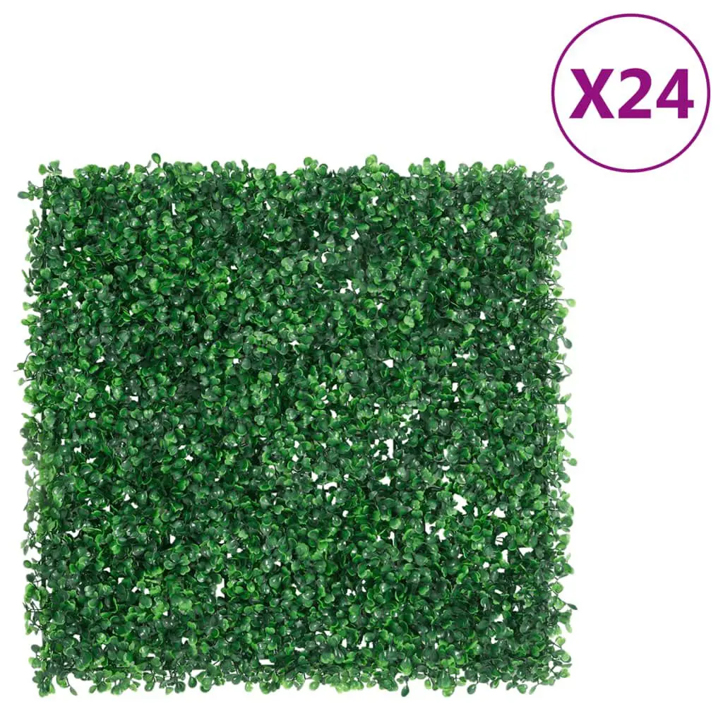 Artificial Shrub Leaf Fence 24 pcs Green 19.7x19.7 Inches Decorative Panel