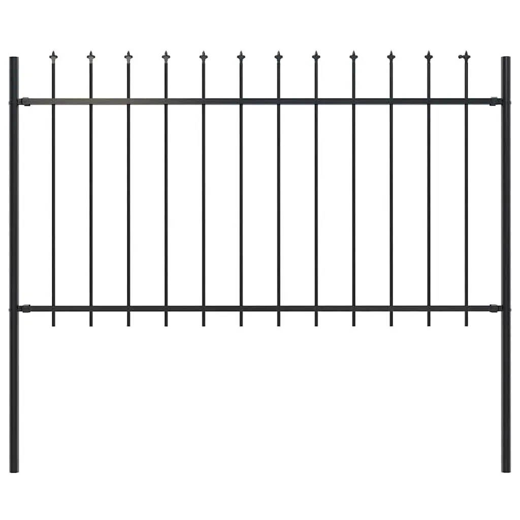 Garden Fence Spear Top Steel 5.9 Feet Black Outdoor Decorative Fence