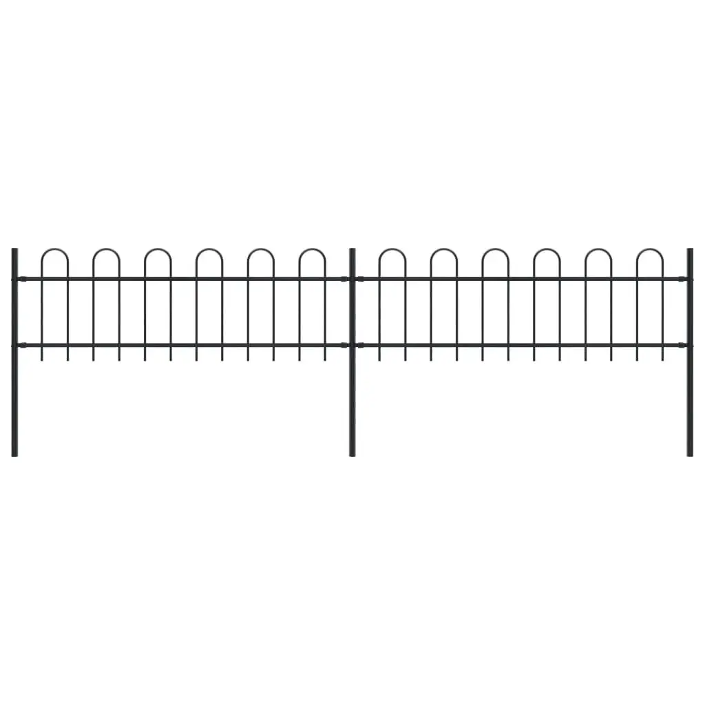 Garden Fence Hoop Top Steel 11.2 Feet Black Outdoor Decor