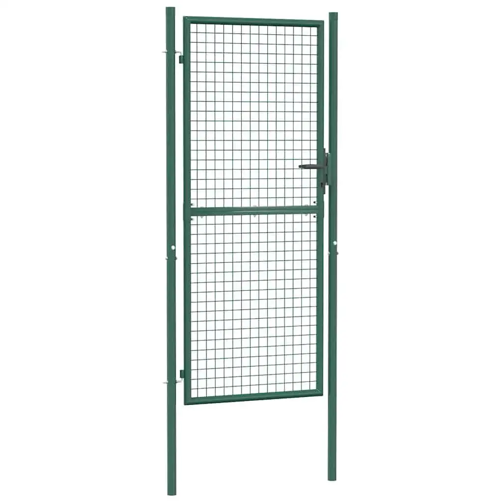 Fence Gate Steel 39.4 Inches Green Outdoor Garden Gate