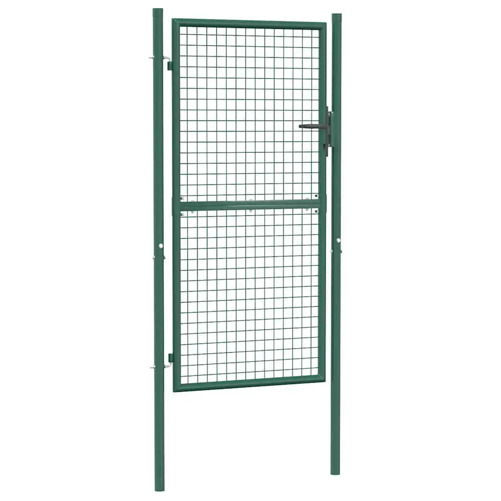Green Steel Fence Gate 39.4x68.9 Inches Garden and Yard Security
