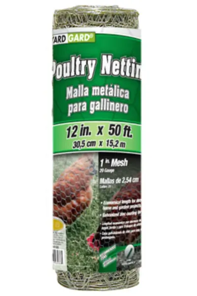 YardGard 308415B 20-Gauge 1" Mesh 12" x 50' Galvanized Poultry Netting