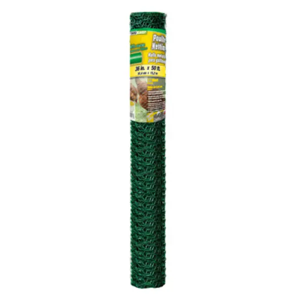 YardGard 308456B 20-Gauge 1" Mesh 36" x 50' Green PVC Coated Poultry Netting