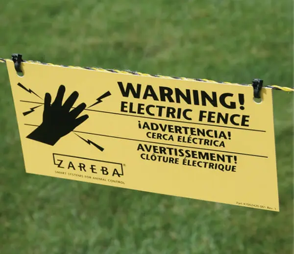 Zareba WS3 Electric Fence Warning Sign 4 x 8 Inches Livestock and Pets