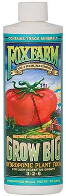 Foxfarm Grow Big Hydro Liquid Plant Food Concentrate 1 Pt 3-2-6 Hydroponics