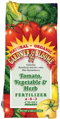 Gardner & Bloome Tomato Vegetable & Herb Fertilizer 4 lb 4-6-3 Organic Plant Food Gardner u0026 Bloome