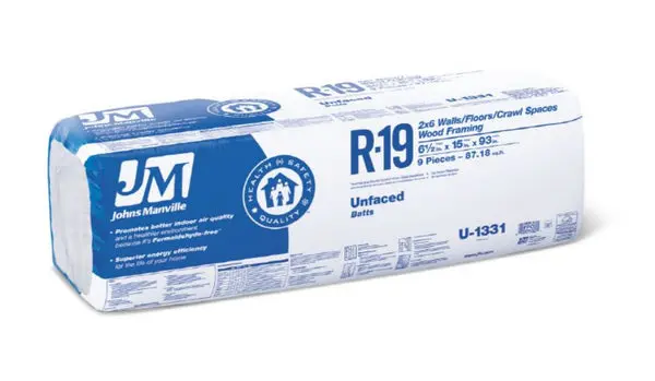 Johns Manville 90007869 Unfaced R-19 Fiberglass Insulation Batt 15 x 93 Inches