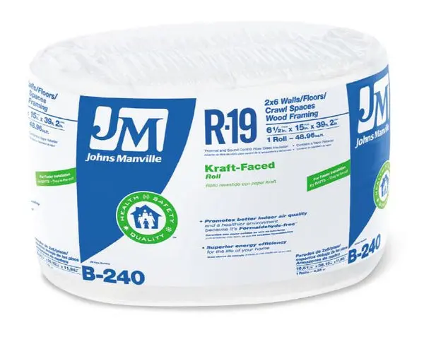 Johns Manville 90003719 Kraft-Faced R-19 Fiberglass Insulation Roll 15 x 39'2"