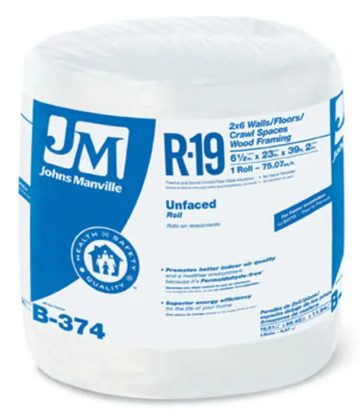 Johns Manville 90003722 Unfaced R-19 Fiberglass Insulation Roll 23 x 39'2"
