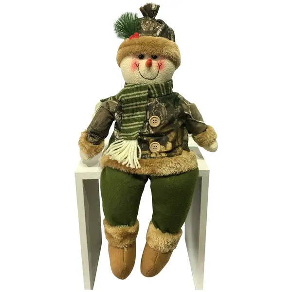 Santas Forest 49333 Camo Snowman Sitting Figurine 18 Inch Christmas Decoration Santa's Forest