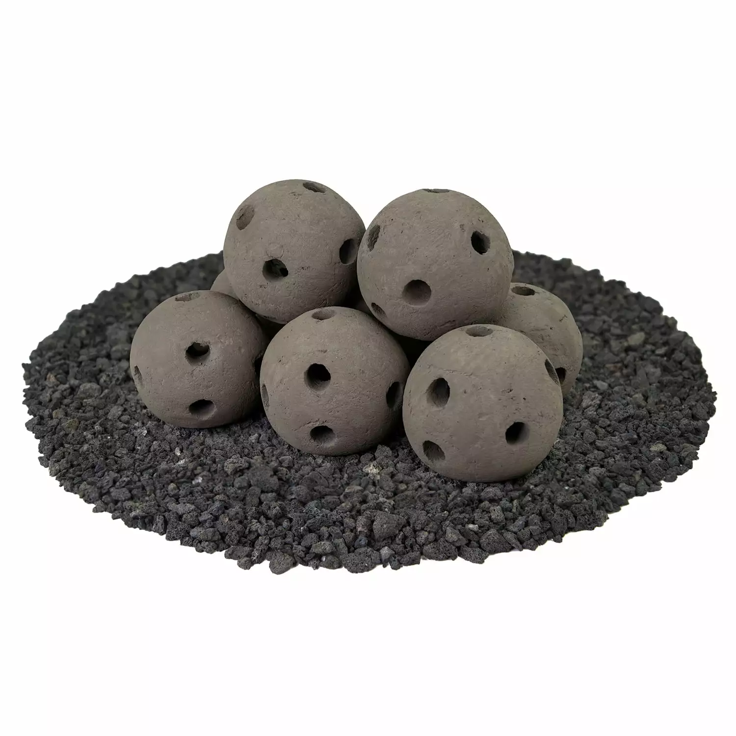 Charcoal Gray Hollow Ceramic Fire Balls 5 Set 8 Hollow