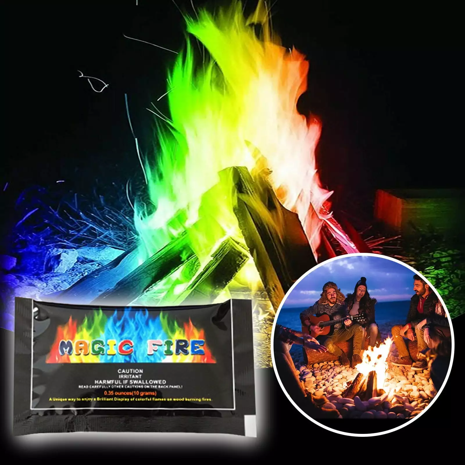 Dengmore 10 Pack Magical Flames Fire Color Changing Packets Fire Pit Campfires and Outdoor Fireplaces Flame Powder Adults ...