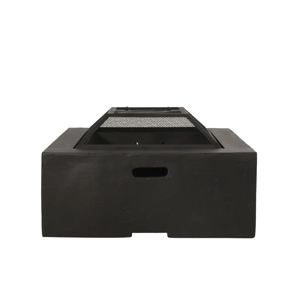 Outdoor Square Mgo Wood Burning Fire Pit - Charcoal Gray Round Fire Pits