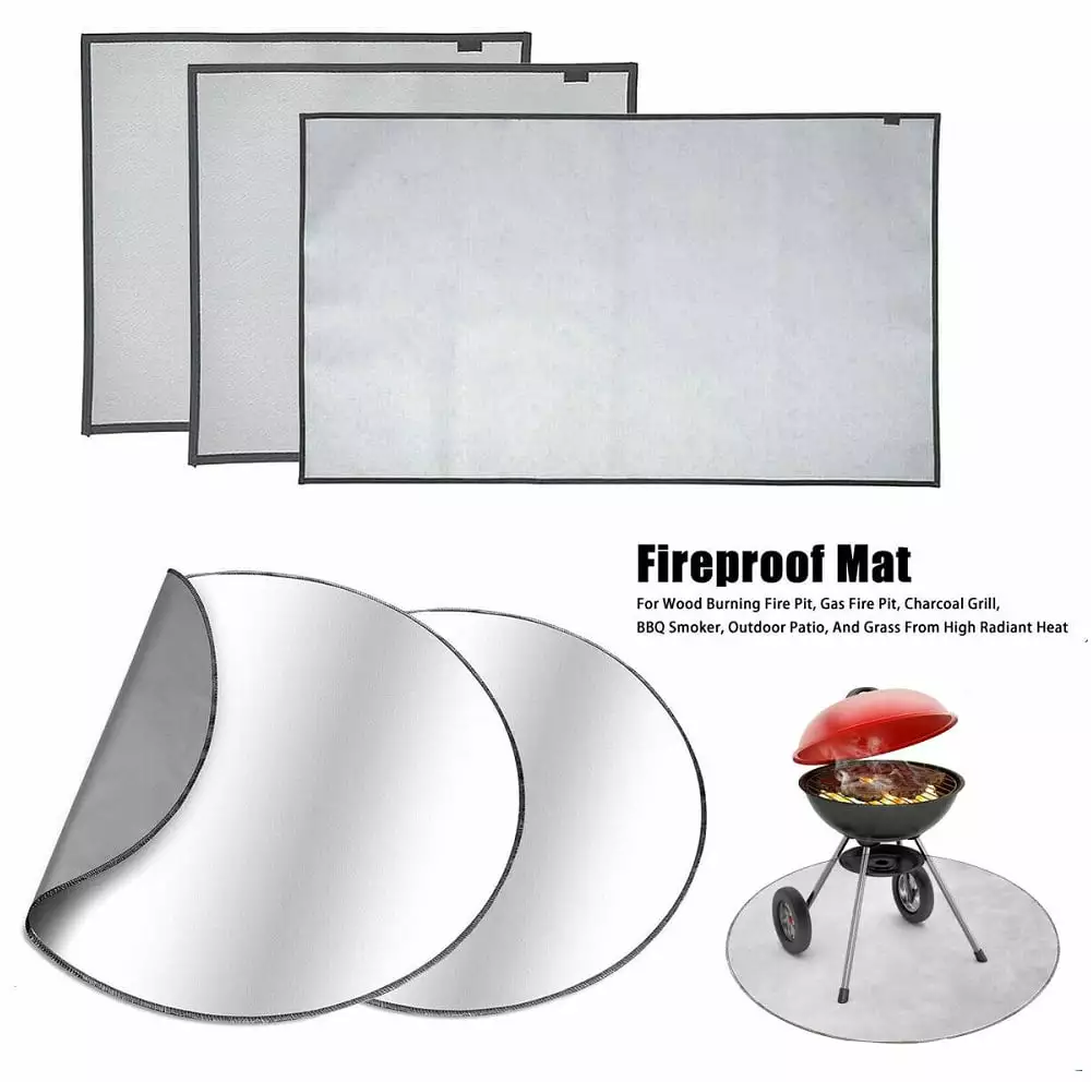 Round & Square Thick Fire Pit Mat 24-40 Rectangular Fire Pit MUTOCAR Ember Mat Outdoor Wood Burning Grill Mat Grass Lawn D...