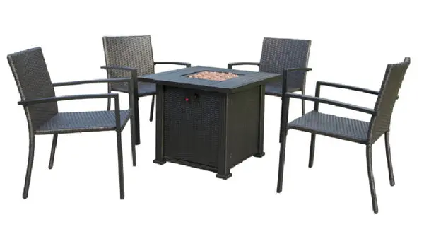 Seasonal Trends MS12012KD Bristol 5-Piece Fire Pit Chat Set Dark Brown
