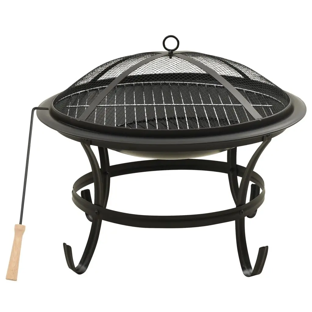 2--1 Fire Pit and BBQ Grill Poker 22 Inch Square Steel Outdoor