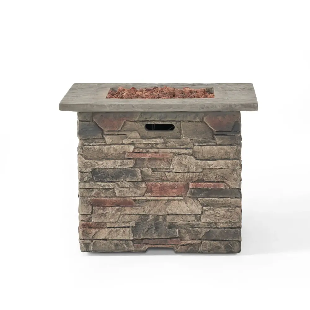 Enduring Design Square Fire Pit Top And 40, 000 Btu Heat Output - Stone Gray