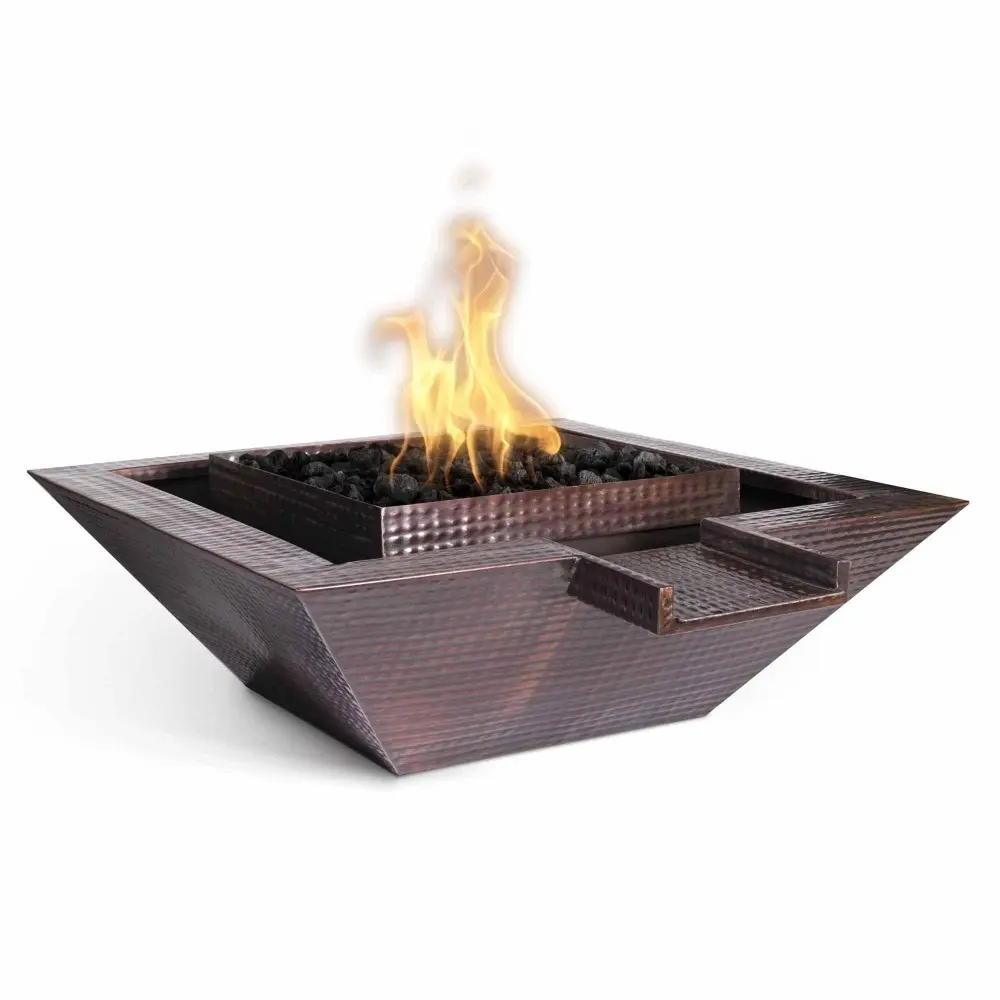 Outdoor Plus - Maya Square Hammered Warm-toned Fire & Water w/ Gravity Spill OPT-SQ-FANDW