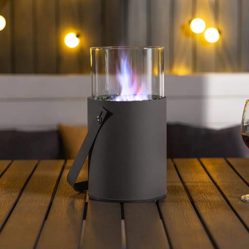 Grey Mini Fire Pit Portable Ethanol Fire Pit Indoor Outdoor Use rnb