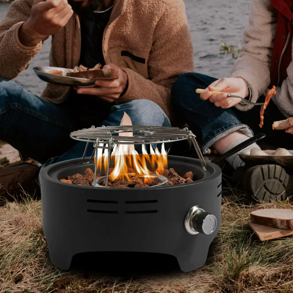 15 Inch Outdoor Travel Friendly Propane Fire Pit Camping Fire Pit Cooking Grate rnb