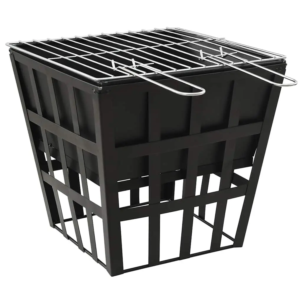 2--1 Fire Pit and BBQ 13.4x13.4x18.9 Inch Steel Outdoor Cooking Grill