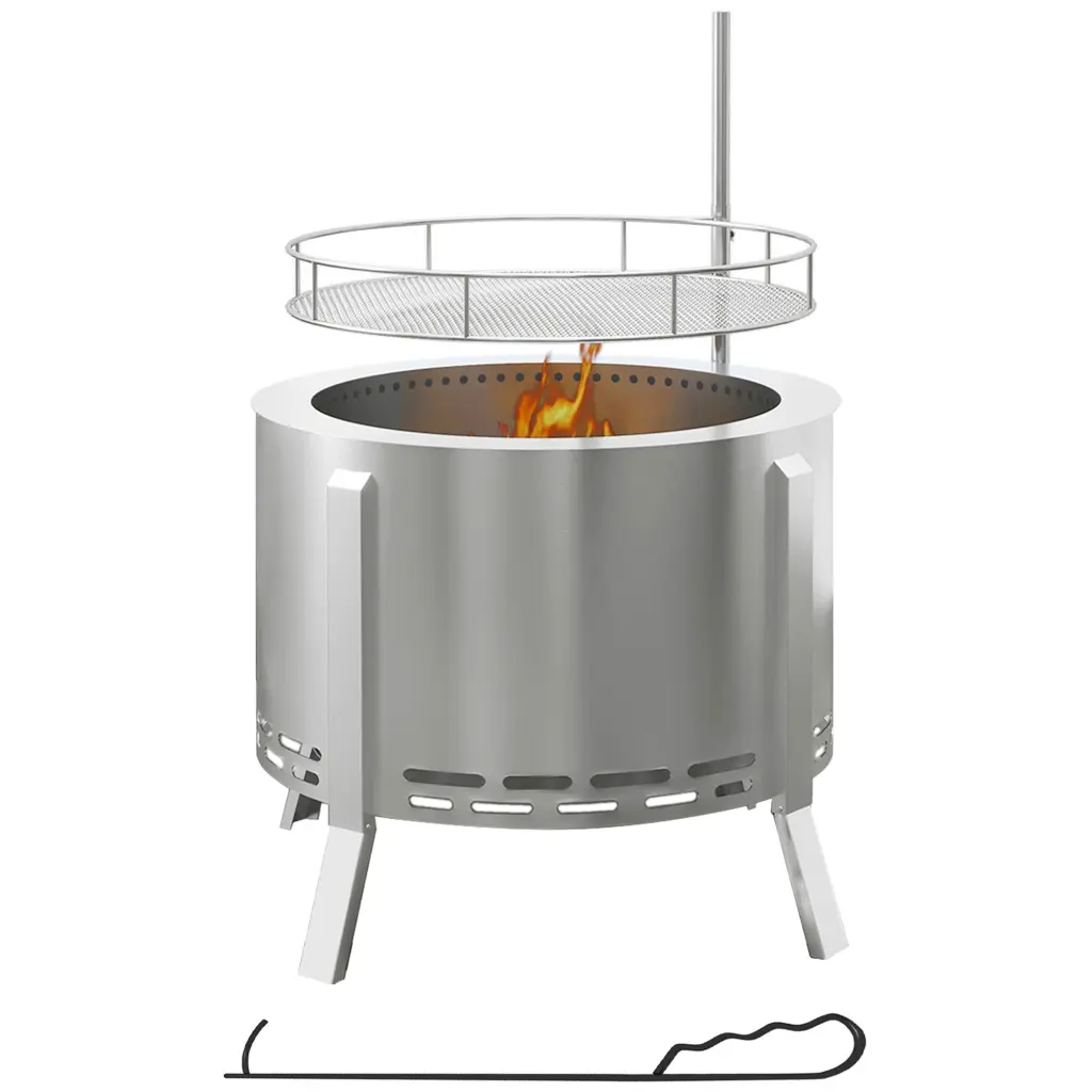 Outsunny 2 1 Smokeless Fire Pit and BBQ Grill Outdoor Cooking aosom business