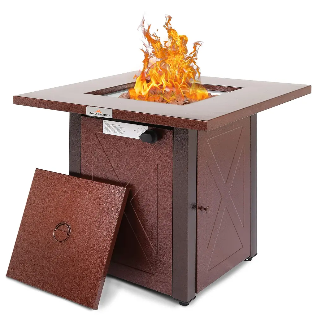 28 50000 BTU Outdoor Propane Gas Fire Pits Table Square Brown Texture w944 legacy heating