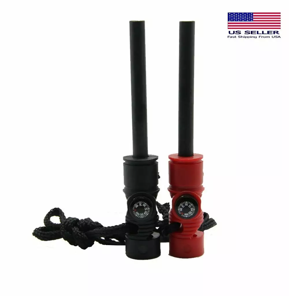 Flintsupplystore 4 1 Outdoor Survival Flint Fire Starter Compass Saw and Whistle