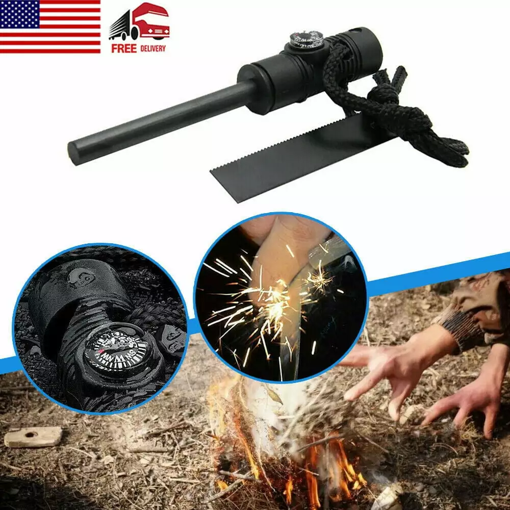 Acdanc Fire Starter 3--1 Survival Emergency Magnesium Fire Starter Magnetic Compass Camping