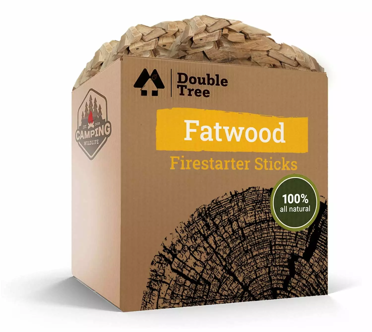 Double Tree Fatwood Fire Starter Sticks - Organic Resin Rich Luxury Campfire Starter Wood Stoves and Fireplaces - 10lbs 10