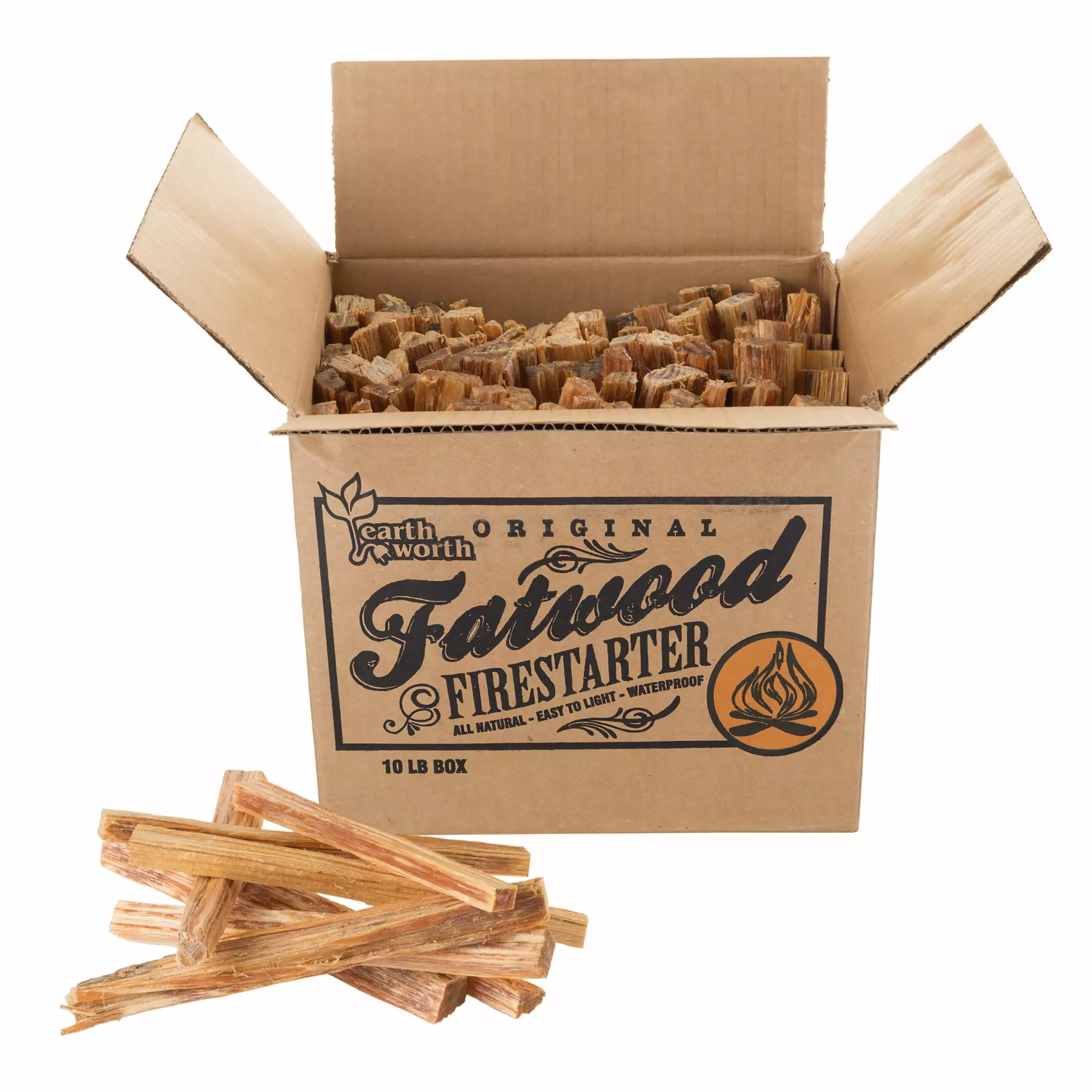 Fatwood Firestarter Kindling Sticks Wood Stoves Fireplaces Bonfire Pits Camping Grill - 10 or 25 lb Box Pure Garden Lb