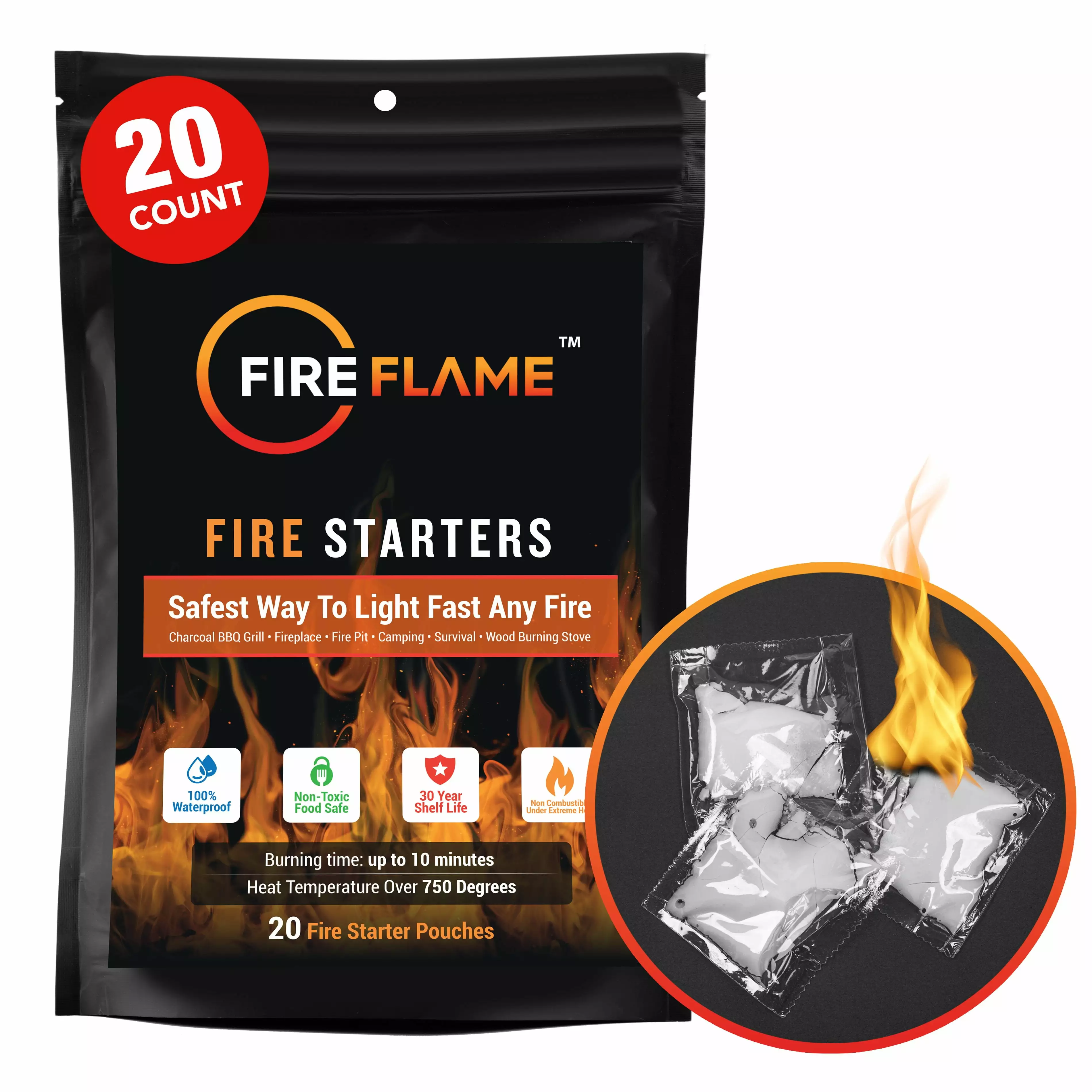 FireFlame Quick Instant Fire Starter Waterproof All-Purpose Camping and Fireplace