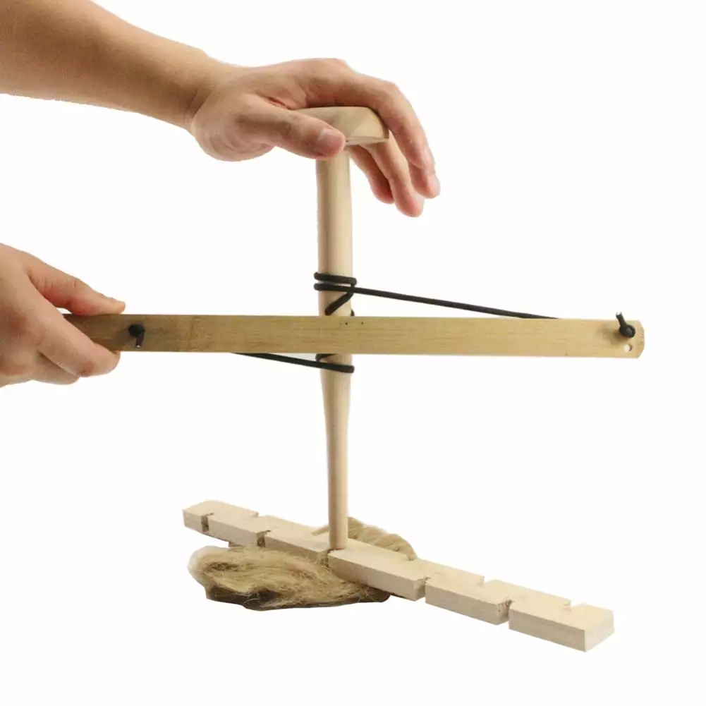 SANWOOD Fire Bow Drill Kit Primitive Wood Outdoor Survival Friction Fire Starter