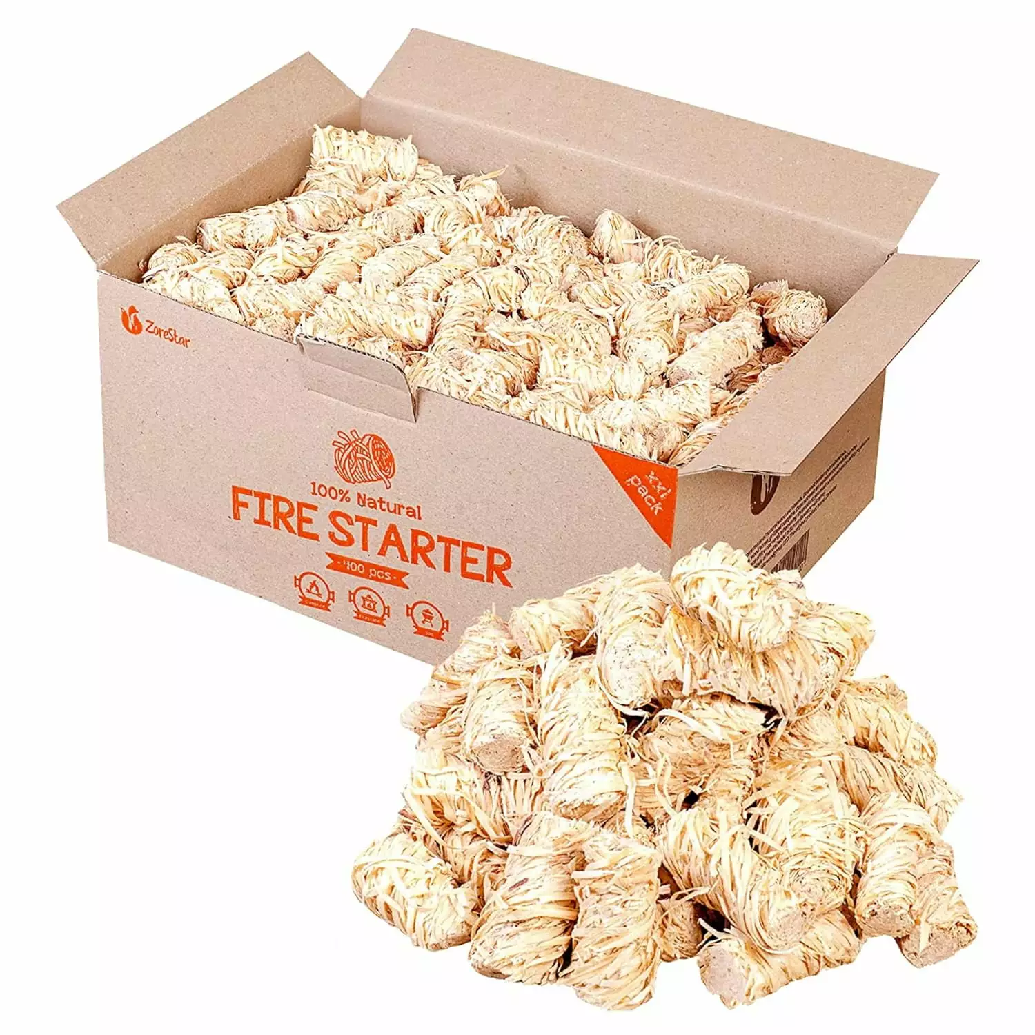 Zorestar BBQ Fire Starter 400pc All-Weather Wood Firestarter Outdoor Camping and Grilling 200pc