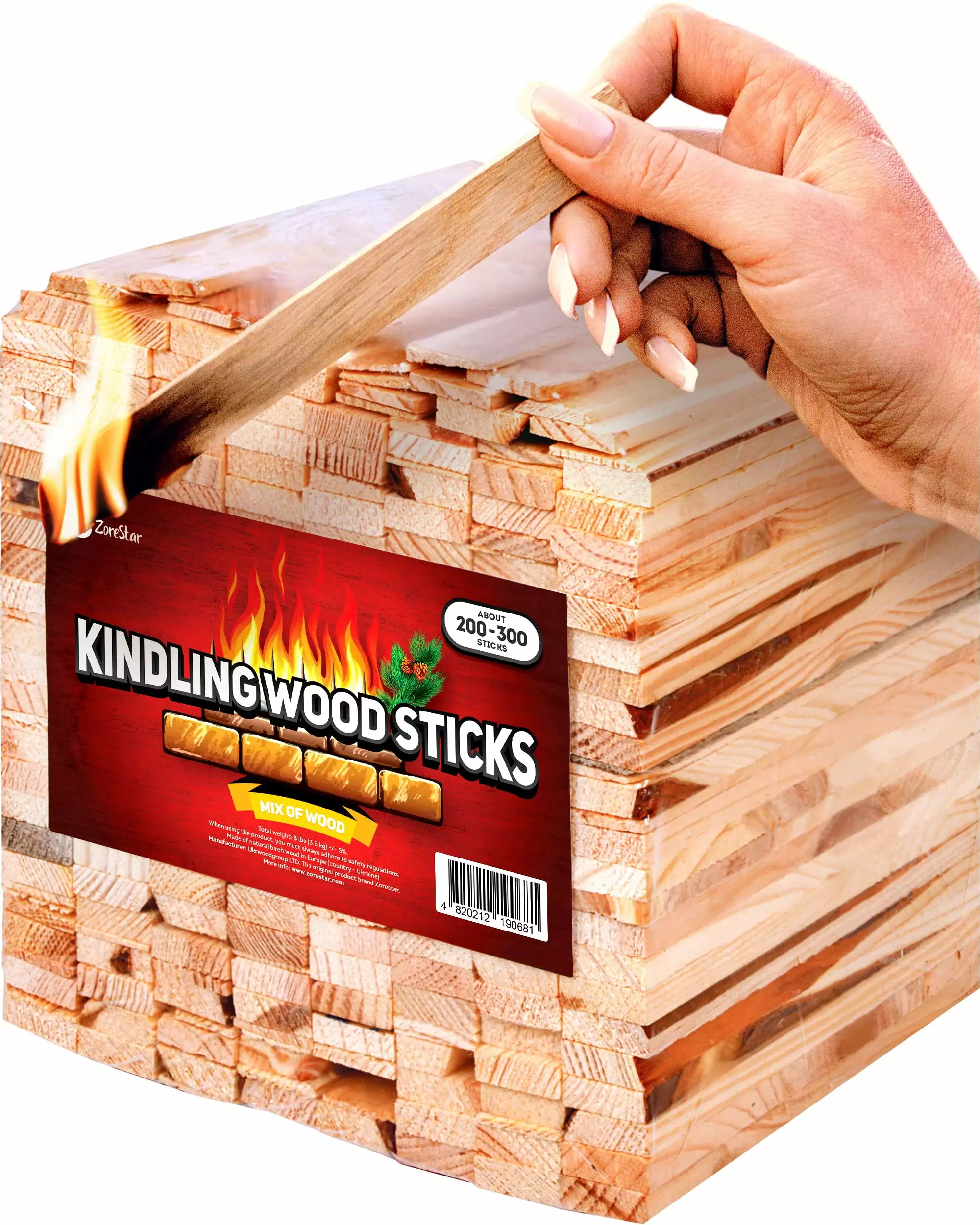 Zorestar Kindling Wood Fire Starter Sticks 300 Pc Kiln Dried Firewood 300
