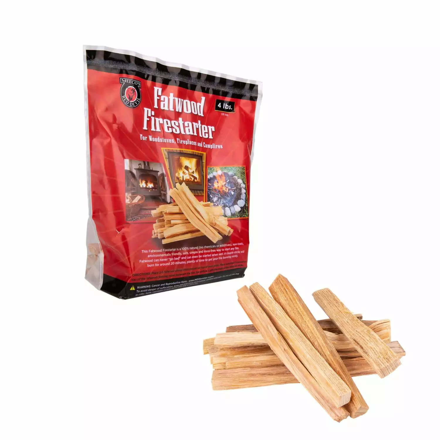 Better Wood Products Fatwood Firestarter Round Bundle 4-Pounds Camping One