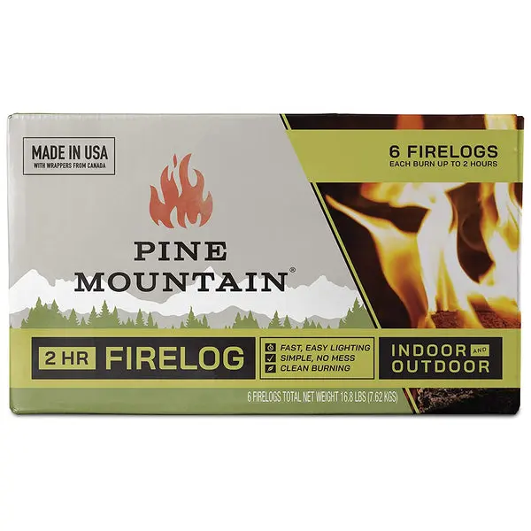 Pine Mountain 500-160-801 Traditional Firelogs 2-Hour Burn Time 6-Pack