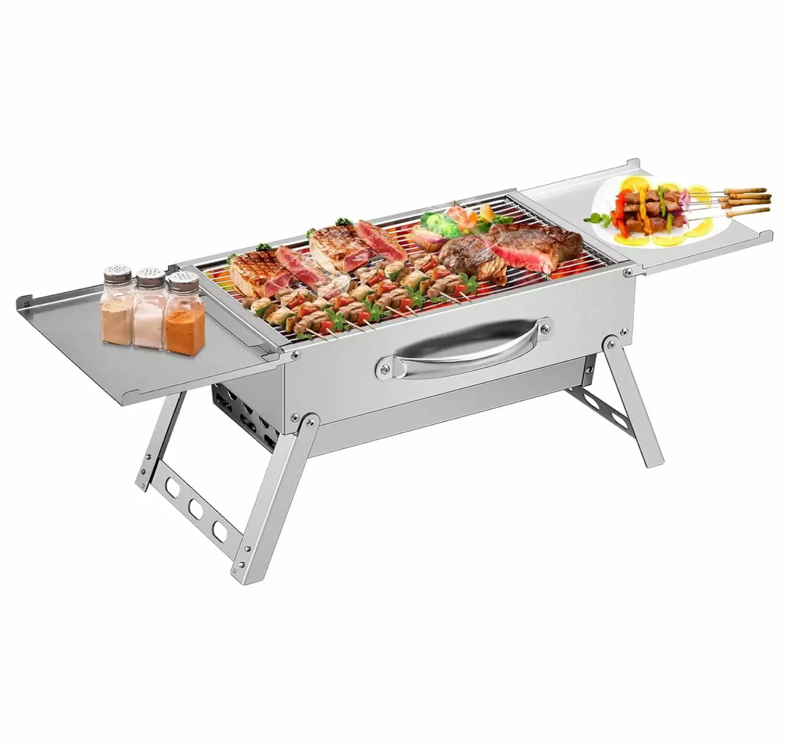 Heavy Duty Folding Campfire Charcoal Grill Handle Outdoor BBQ Cooking