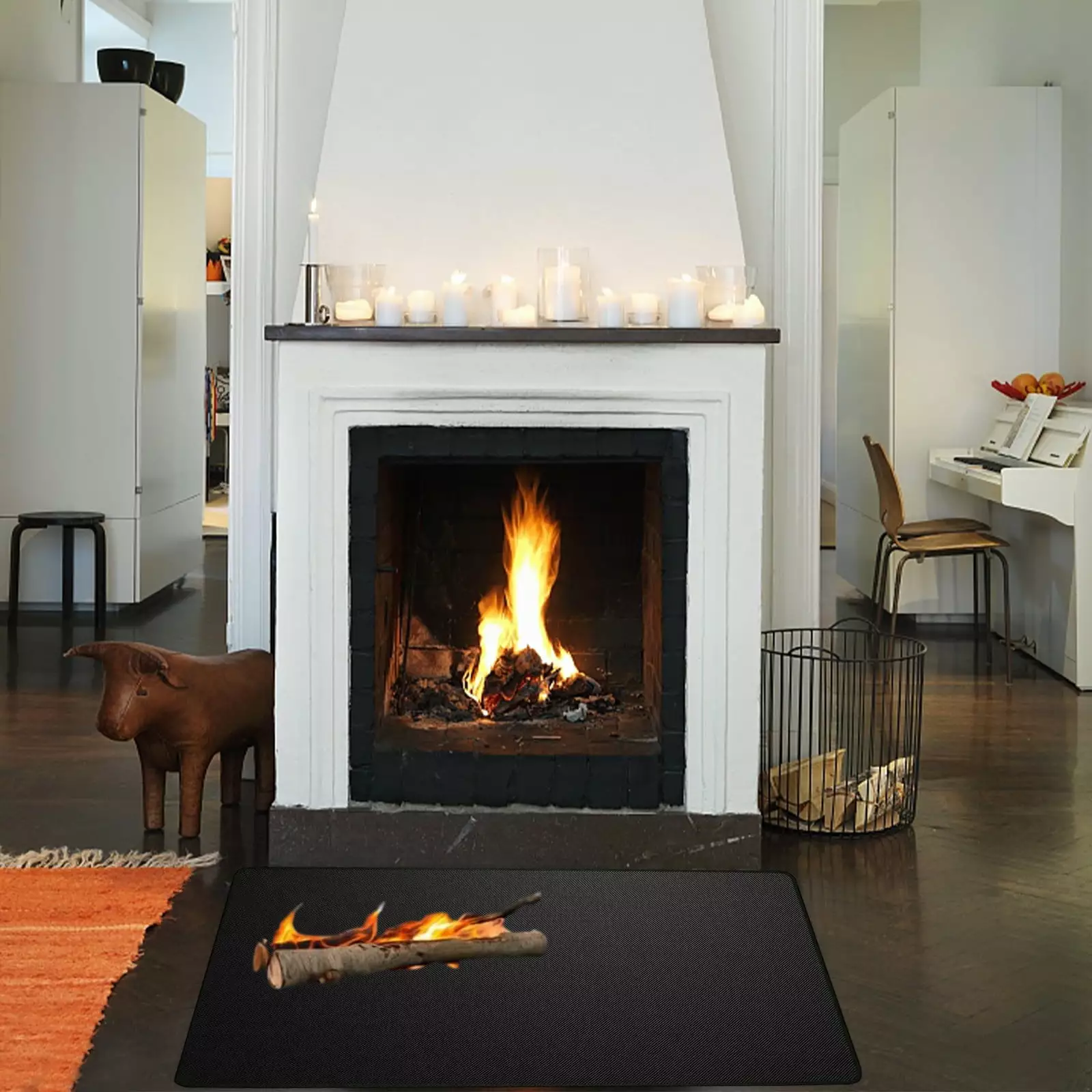 Ikohbadg Indoor Fireplace Mats Fire Mats Defend Floors From Sparks Outdoor Flame Retardant BBQ Grill Mats Fire Mats Multi-...