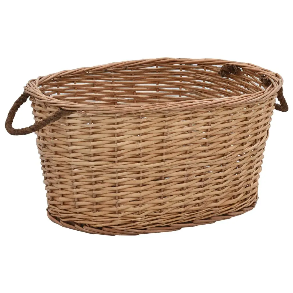 Firewood Bin Carrying Handles 22.8x16.5x11.4 Natural Willow Log Holder