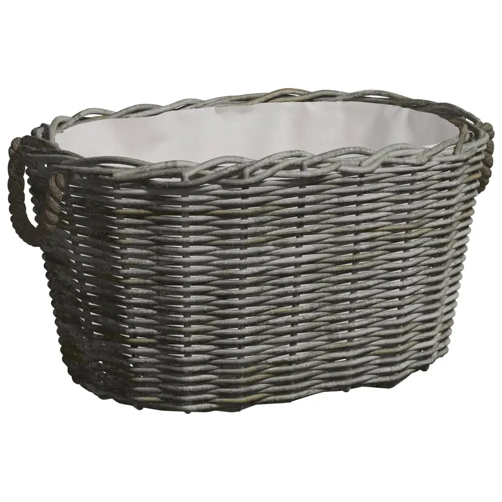 Firewood Bin Carrying Handles 23.6x15.7x11 Gray Willow Indoor Outdoor Log Rack