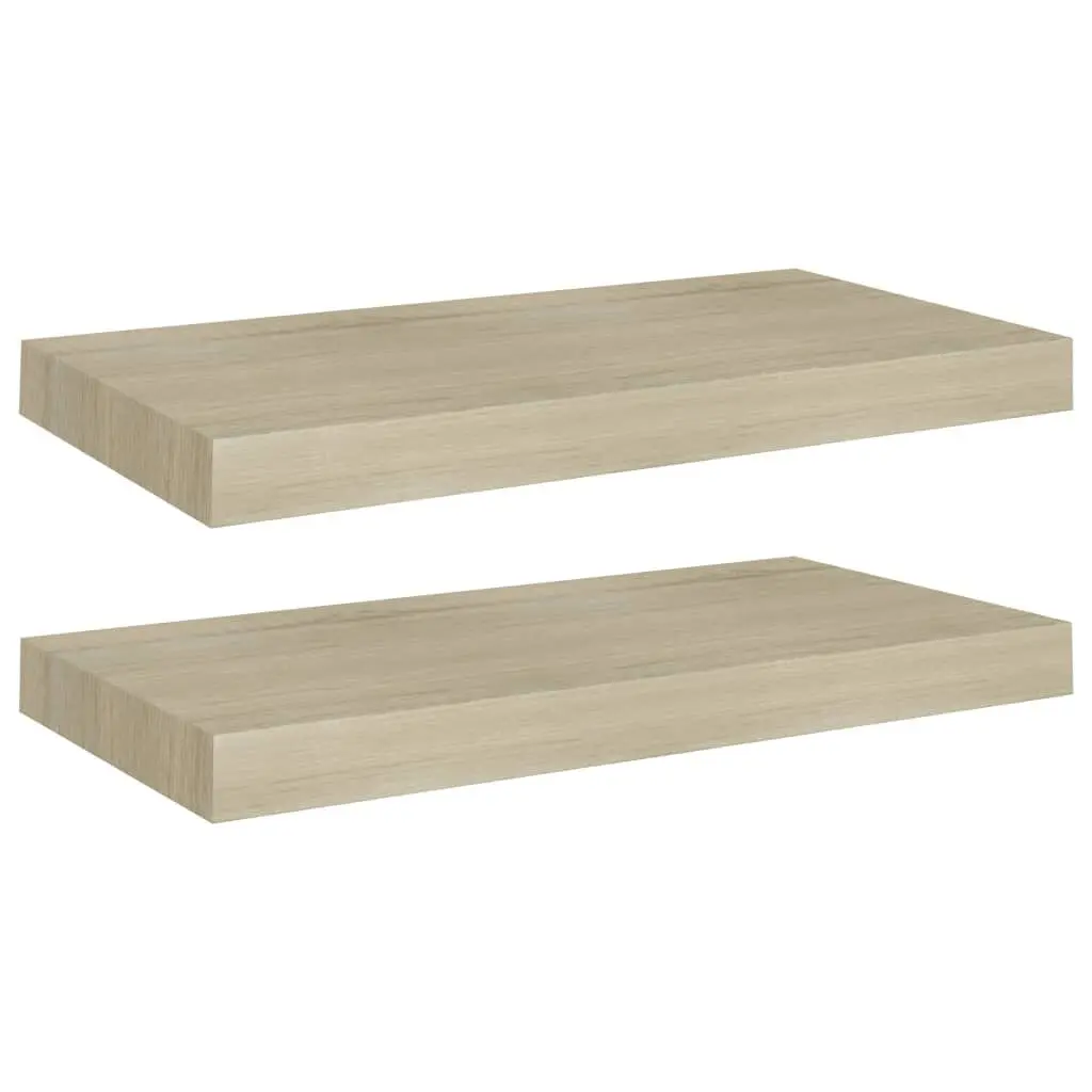Floating Wall Shelves 2 Oak 19.7x9.1x1.5 Inches MDF Wooden Shelves