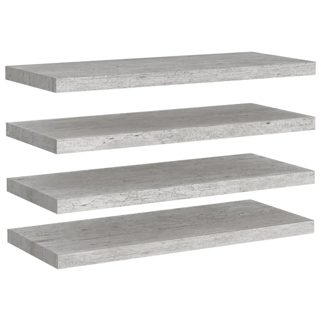 Floating Wall Shelves 4 pcs Concrete Gray 31.5x9.3x1.5 Inches MDF Modern Decor