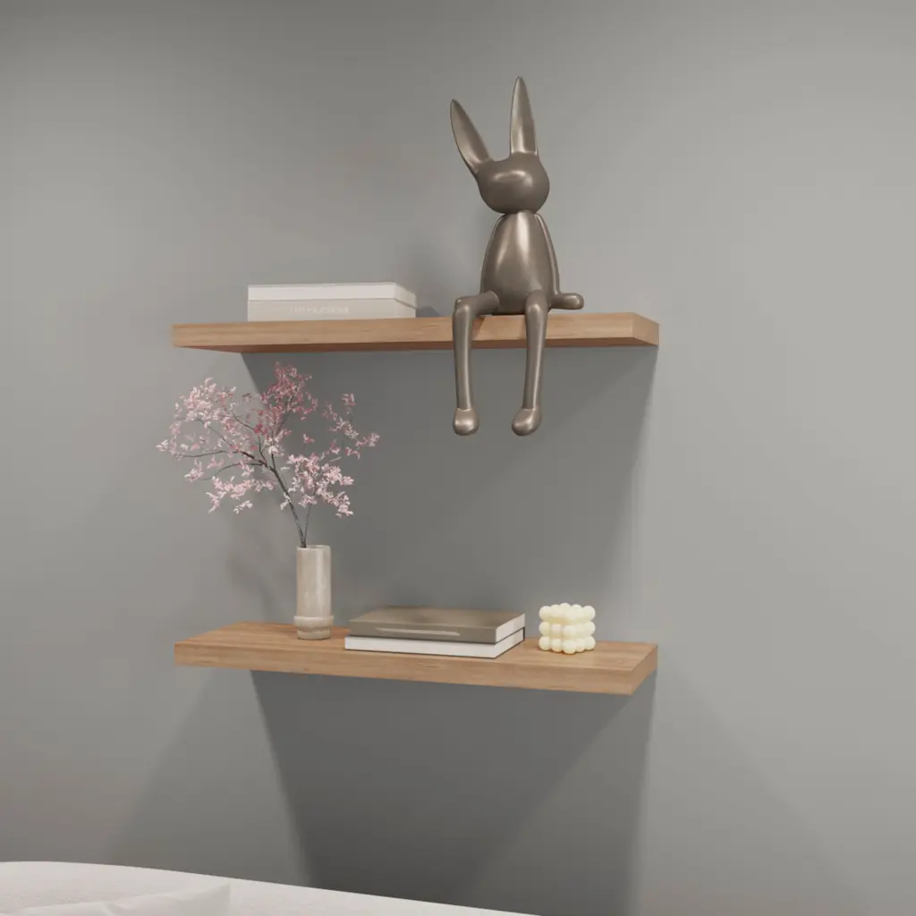 Iva Floating Shelf Set 2 Pine Light Oak Melamine fm furniture