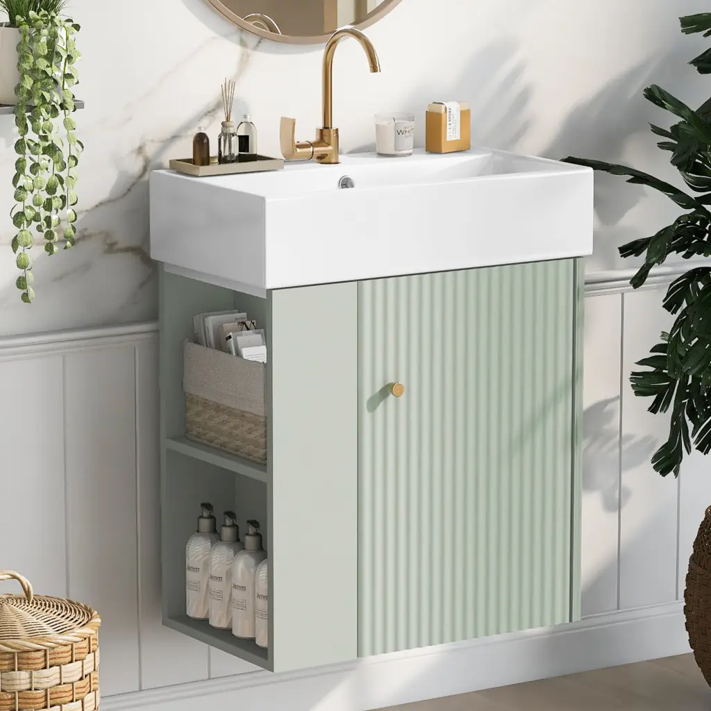 21.6 Inch Modern Floating Bathroom Vanity Porcelain Basin rnb
